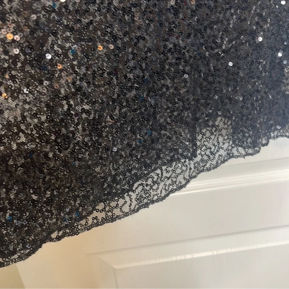 Free People Intimately Free Sexy Sheer Sequined Slip Dress Black. Size Large